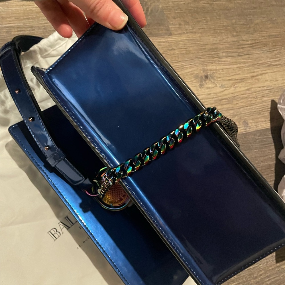 Balmain Navy Patent Quilted Crossbody with Iridescent Hardware - Picture 10 of 10